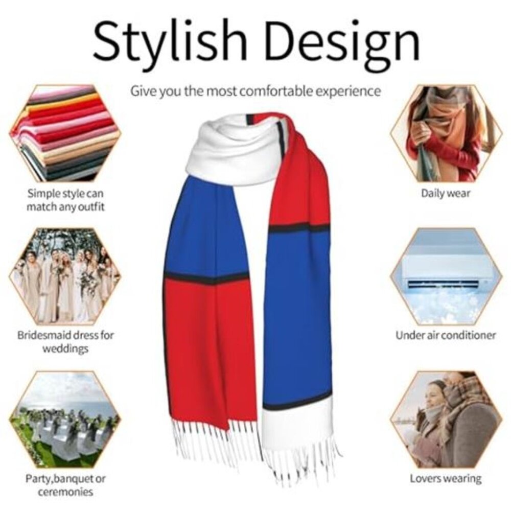 MOD Mondrian COLORBLOCK 60's inspired PRIMARY COLORS Colorful Scarf Shawl Wrap - Picture 7 of 7